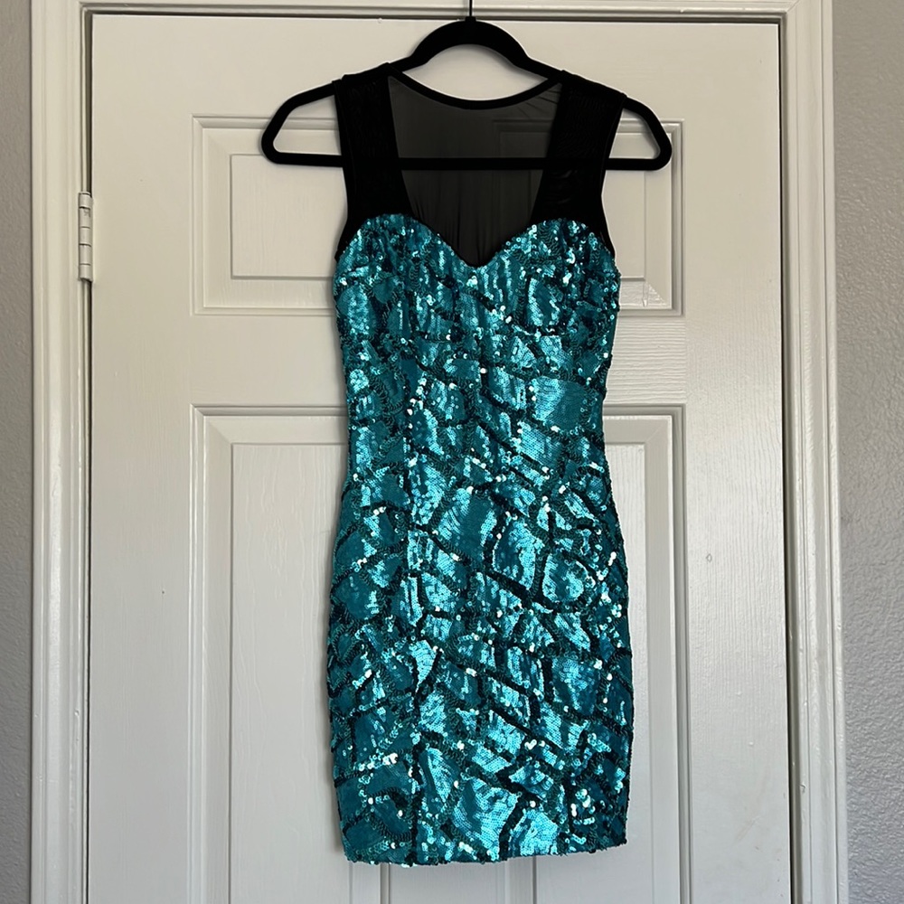 Aqua Blue Sequin Dress | Size Small
